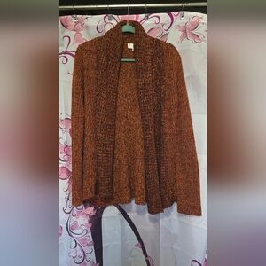Allison Britney Sweater‎ Womens Medium Orange Brown Overized Cardigan